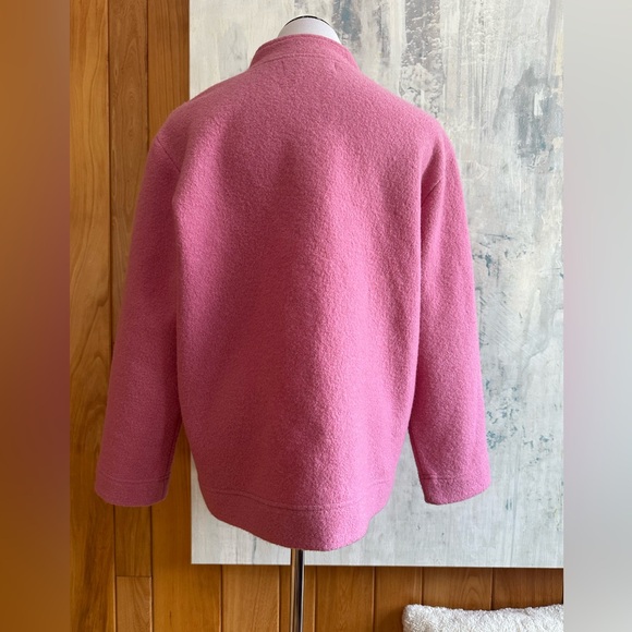 Norm Thompson 100% Wool Light Pink Button Up Sweater Jacket. Front Pockets - Picture 5 of 15